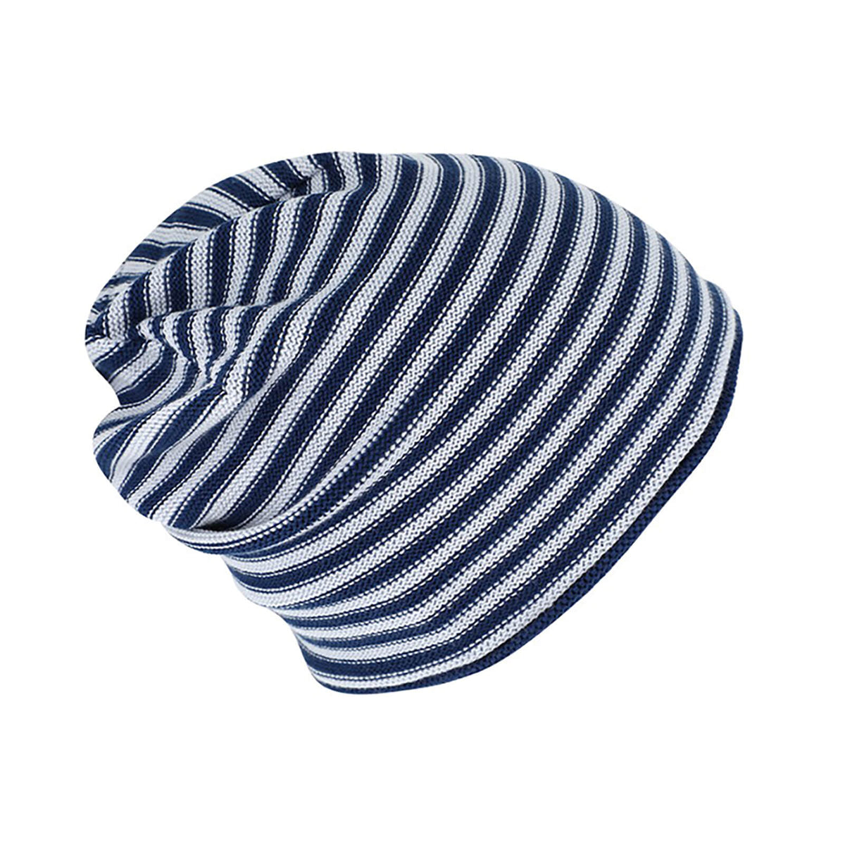 Fiebig Strickmütze Beanie Baumwolle gestreift mit Rollrand GOTS