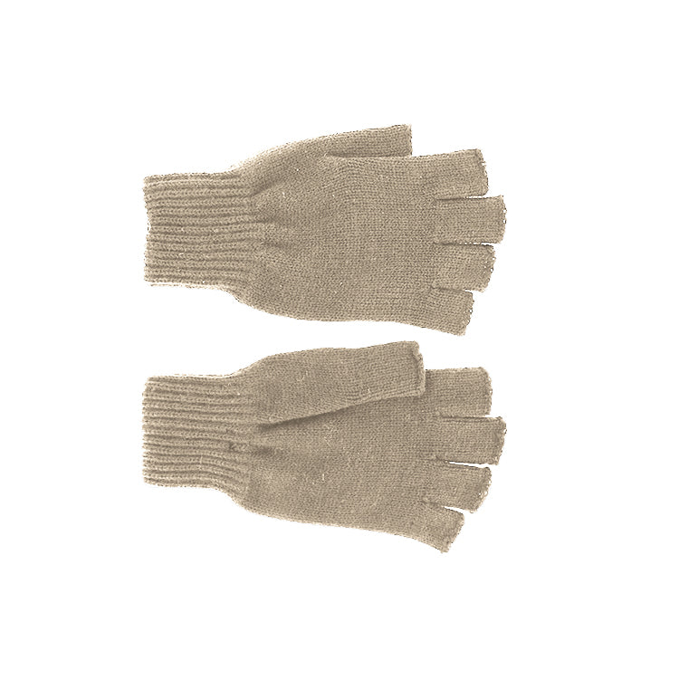 Fiebig Strickhandschuhe uni ohne Fingerspitzen Beige