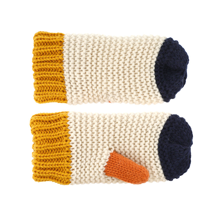 Fiebig Strickfäustlinge vierfarbig mit Daumen Marineblau