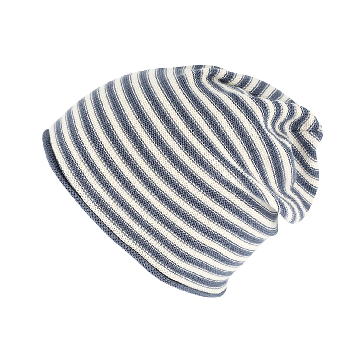 Fiebig Strickmütze Beanie mit Rollrand Baumwolle zweifarbig GOTS