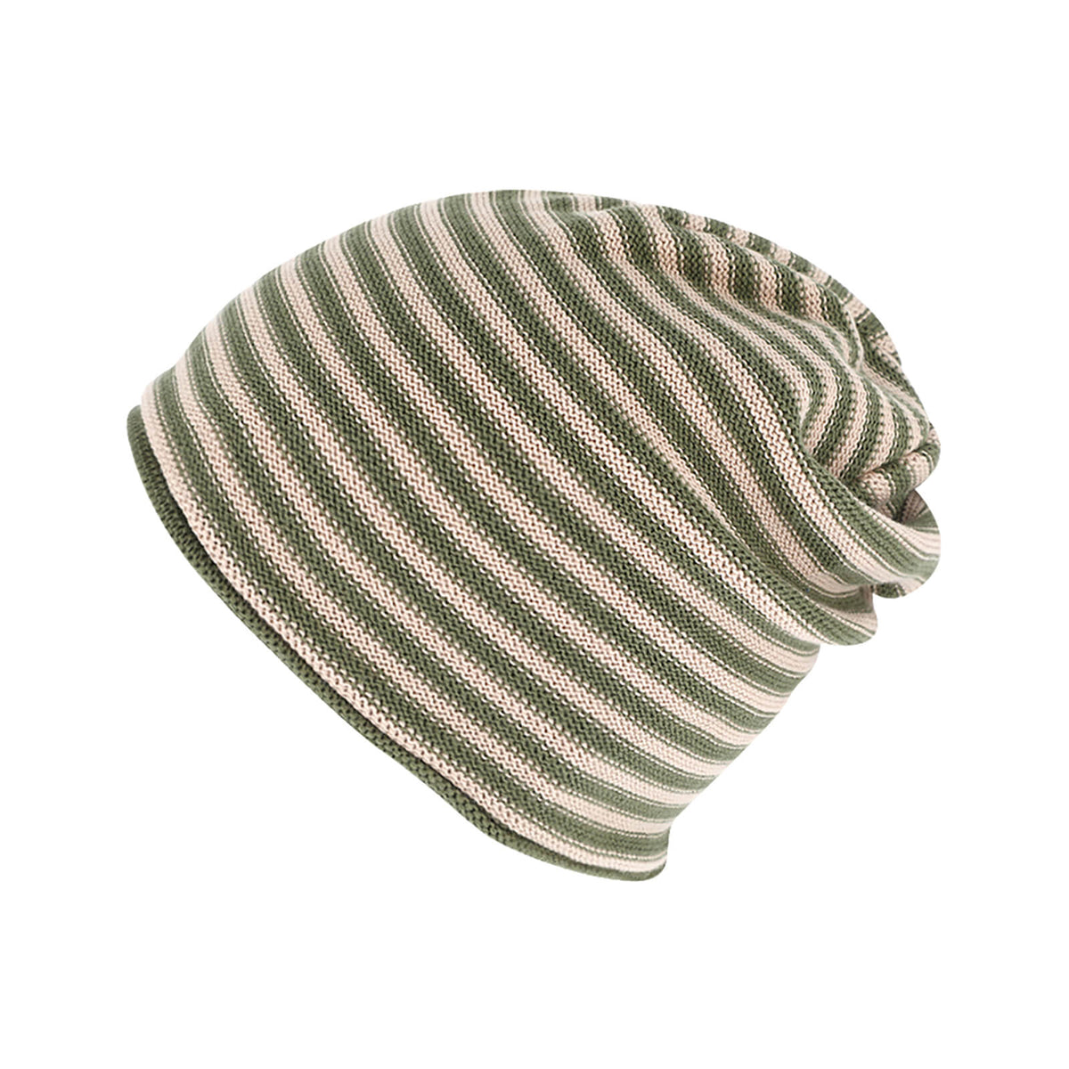 Fiebig Strickmütze Beanie mit Rollrand Baumwolle zweifarbig GOTS