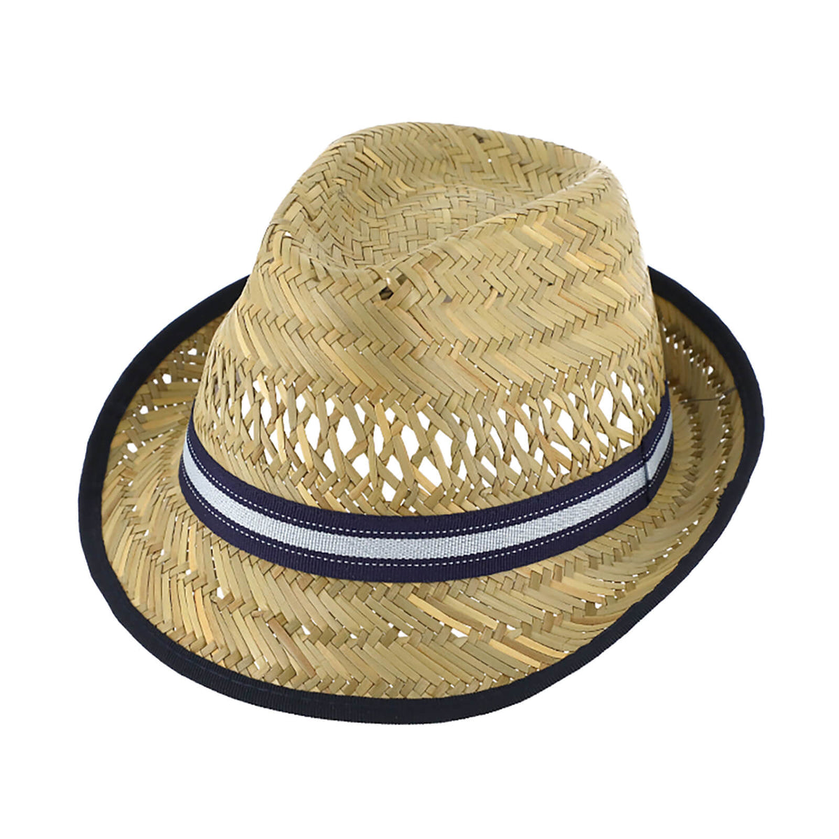 Fiebig Strohhut Trilby Ripsband Marineblau