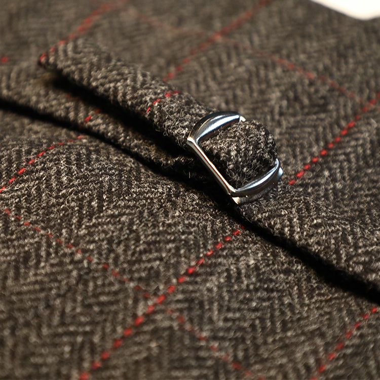 Fiebig Weste Shetland Wolle Herringbone mit Viskose Futter Braun